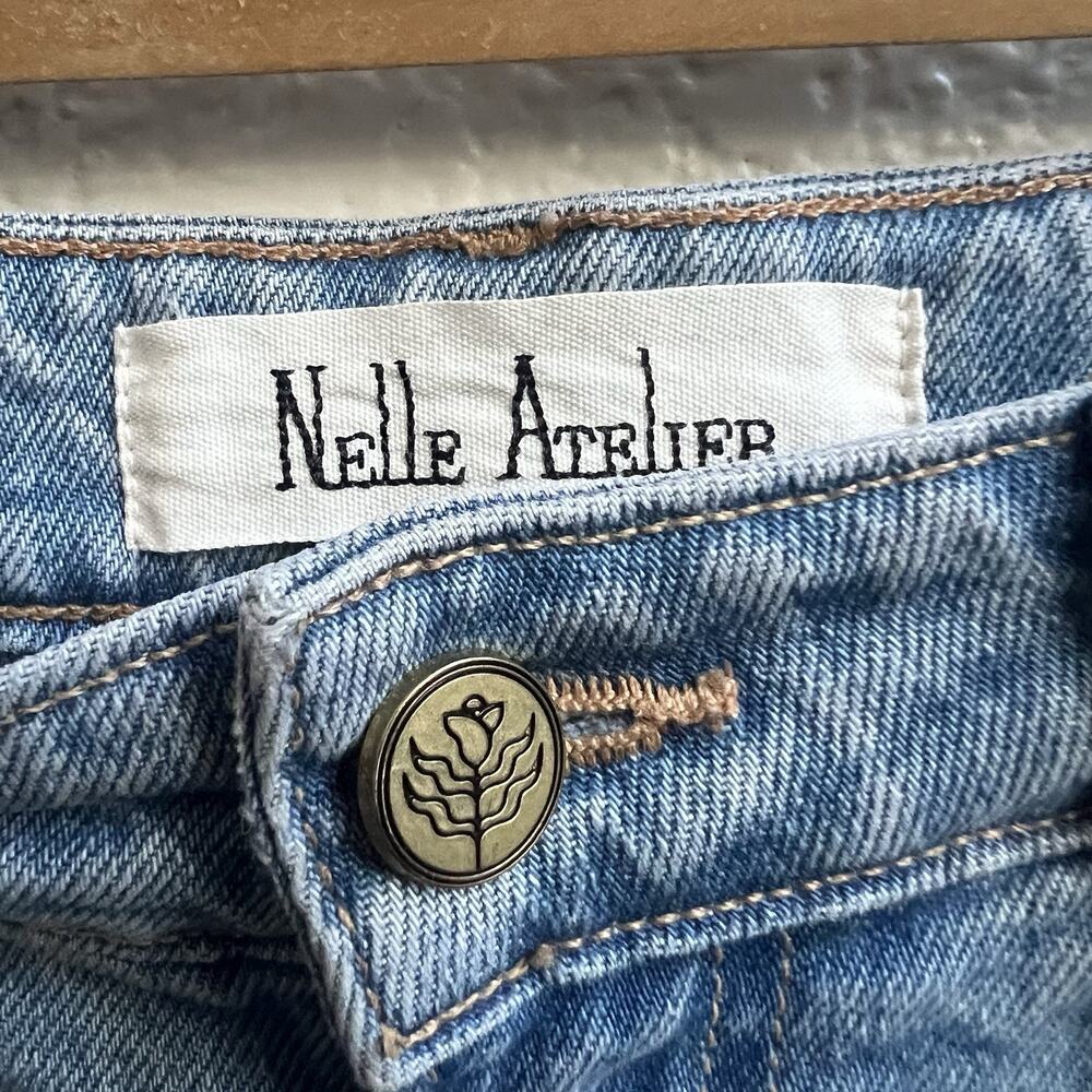 Nelle Atelier The Gabi Cropped Straight Light Wash Denim Jeans Sz 26 Hi Rise - Picture 4 of 9